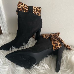 Black leopard booties